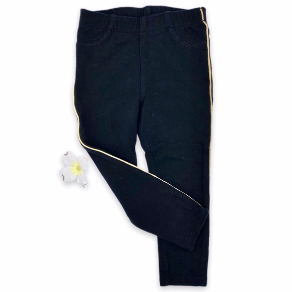NWOT Cat & Jack Black Gold Stripe Leggings, 3T - Picture 1 of 11